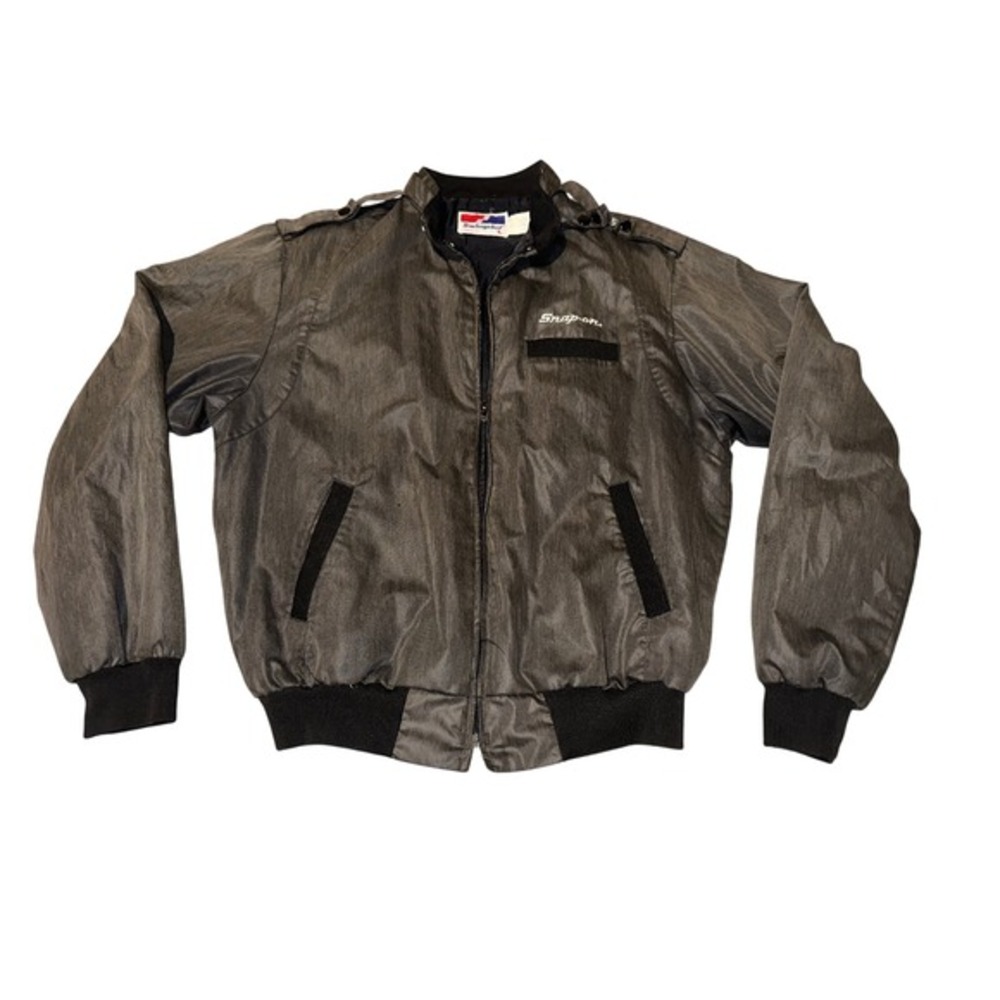 Vintage Snap on Jacket Mens Large Grey Swingster Bomber Zip Lightweight 80s‎